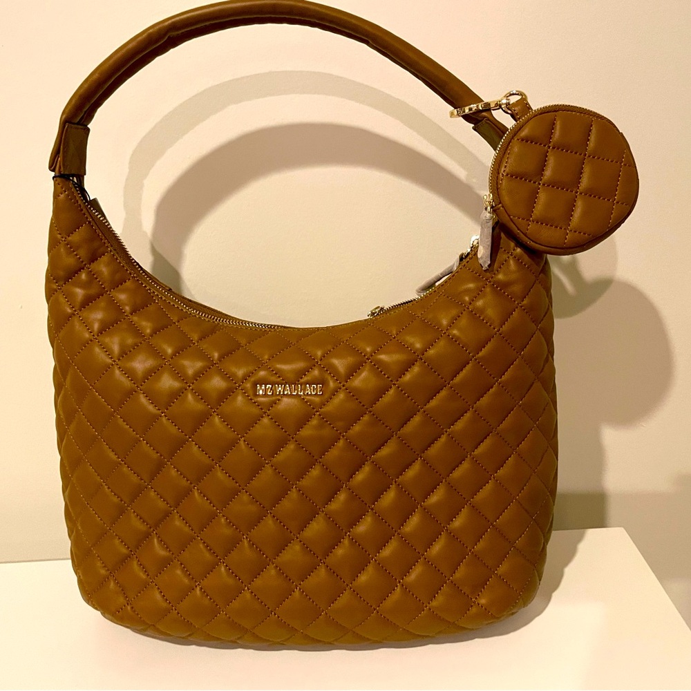 MZ Wallace Cognac Leather Large Metro Shoulder